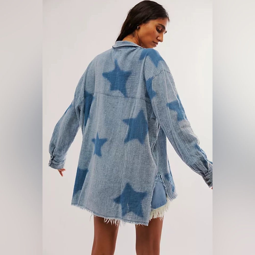 Free People x One Teaspoon Star Muslin Longline Shirt